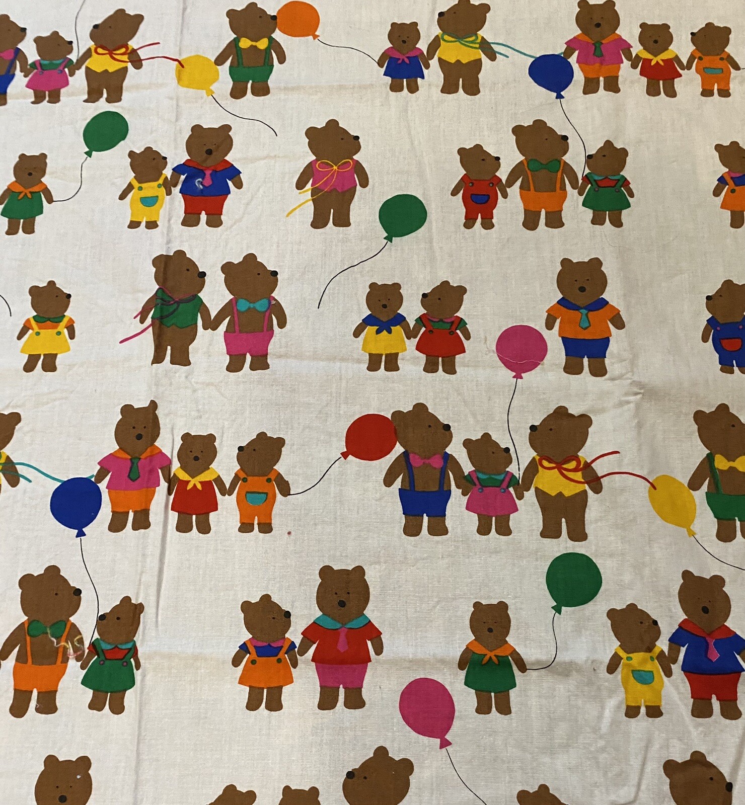 Vintage Cotton Teddy Bear Hoffman California Fabrics Fun Zone Print 42×54 1.5yds