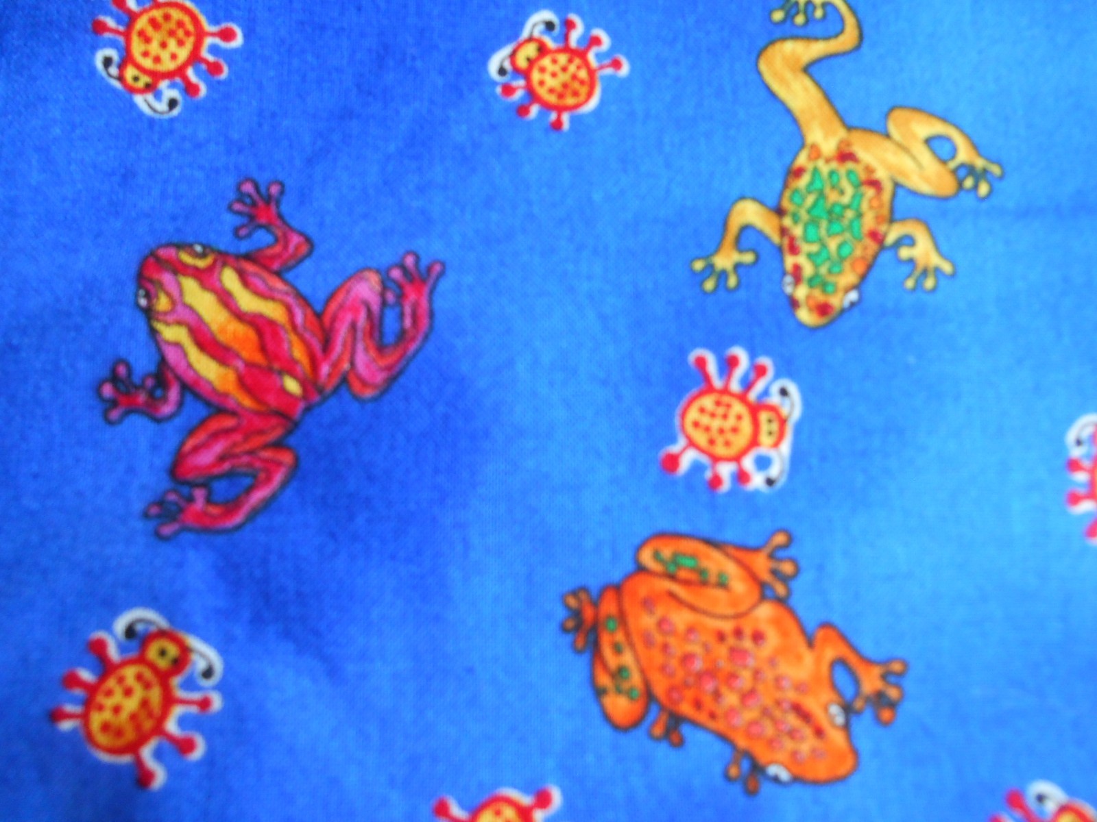 Vintage 1997 Cotton Fabric by Hoffman International COLORFUL FROGS 102 “x 42”