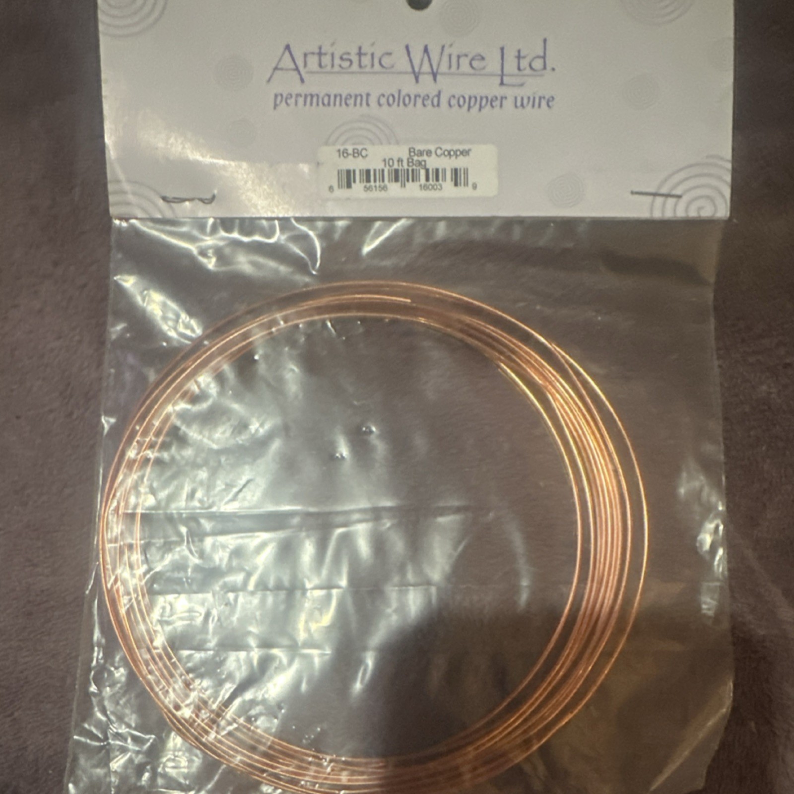 Artistic Wire Ltd. 16-BC Bare Copper Beading Wire Tiger Tail Copper 10 ft