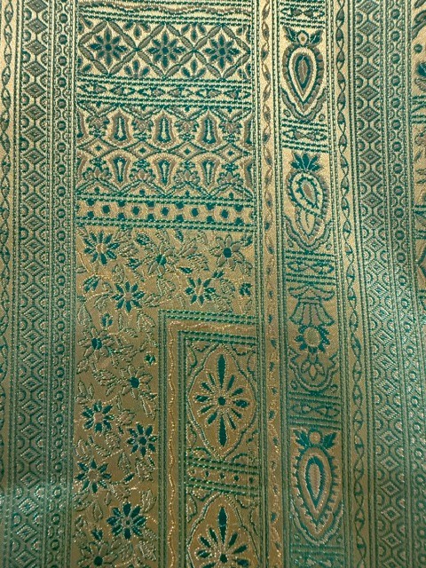 Beautiful Kyoto Silk Brocade Fabric Mint Green Turquoise Gold Shimmer 3+ Yards