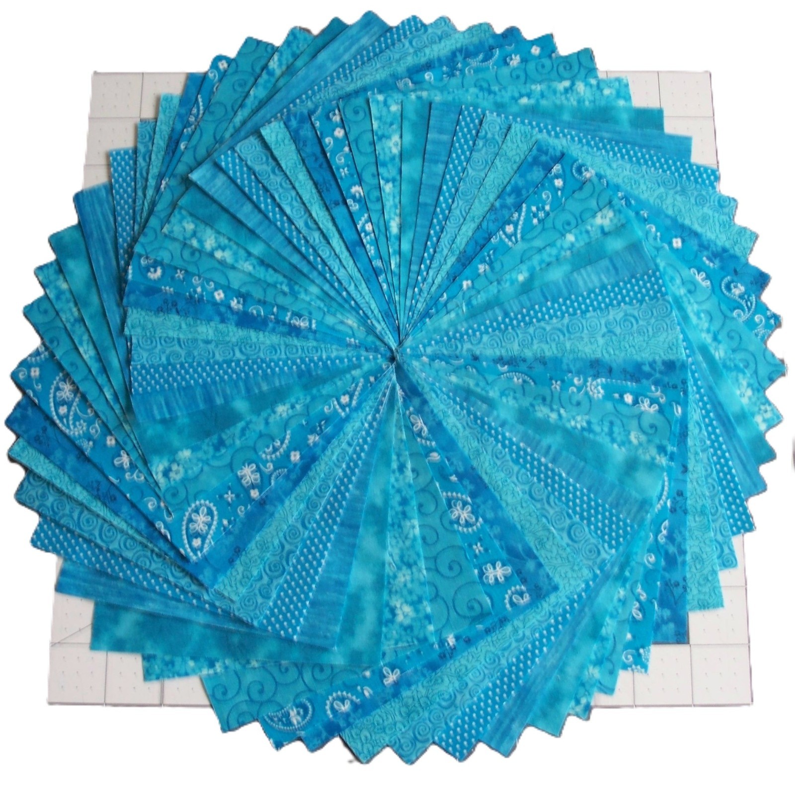 54 Turquoise Blue Calico Fabric 5″ Quilting Squares Cotton Charm pack