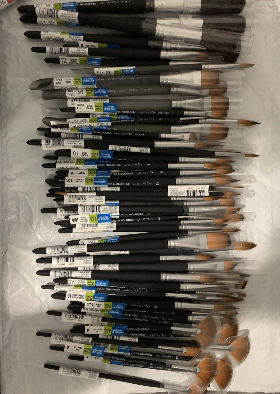Princeton Aqua Elite Synthetic Watercolor Paint Brushes Lot Of 100