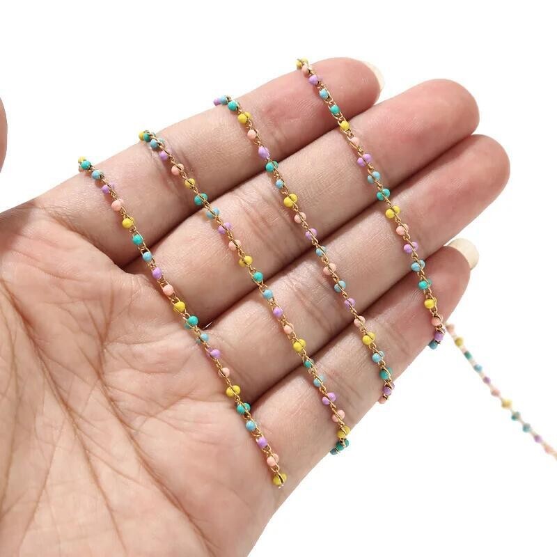 1meter gold stainless steel chain 2mm colorful ball chain crafts