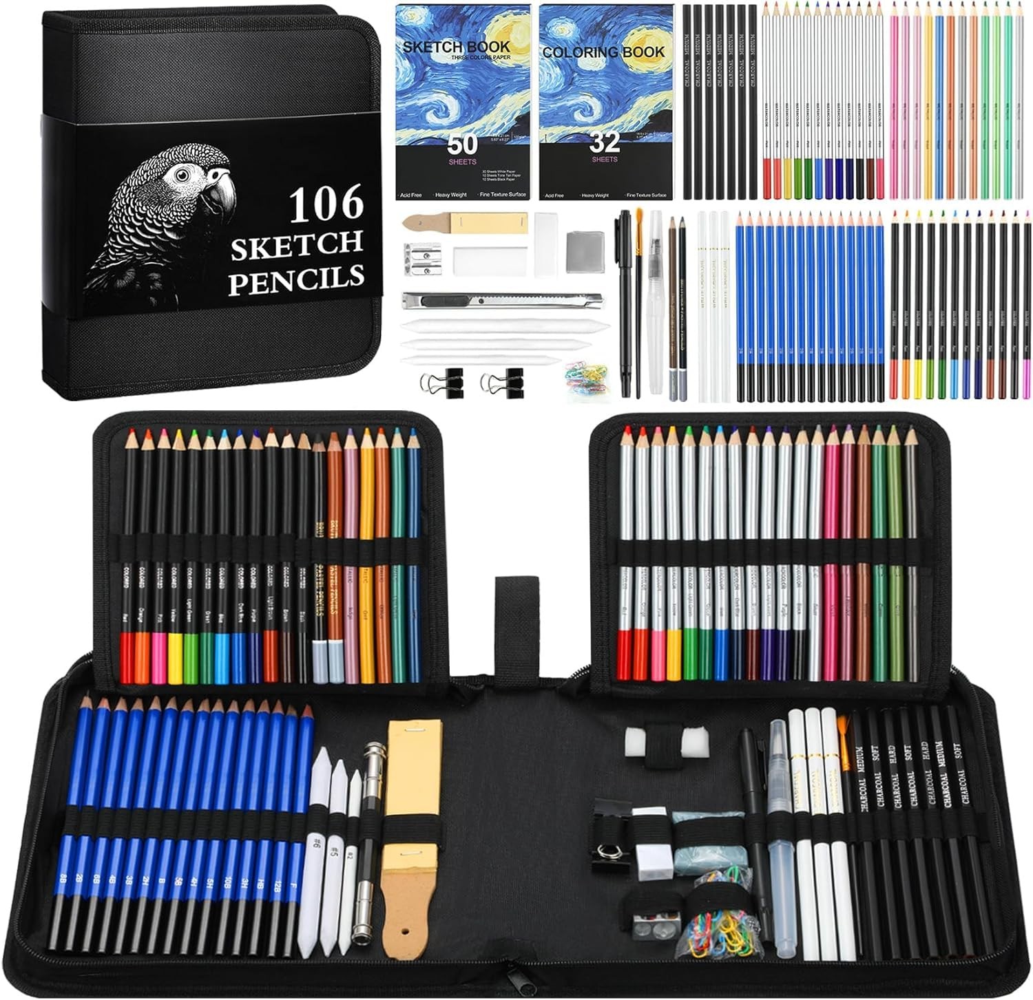 106 Pack Art Supplies Sketching Drawing Kit for Kids Adults