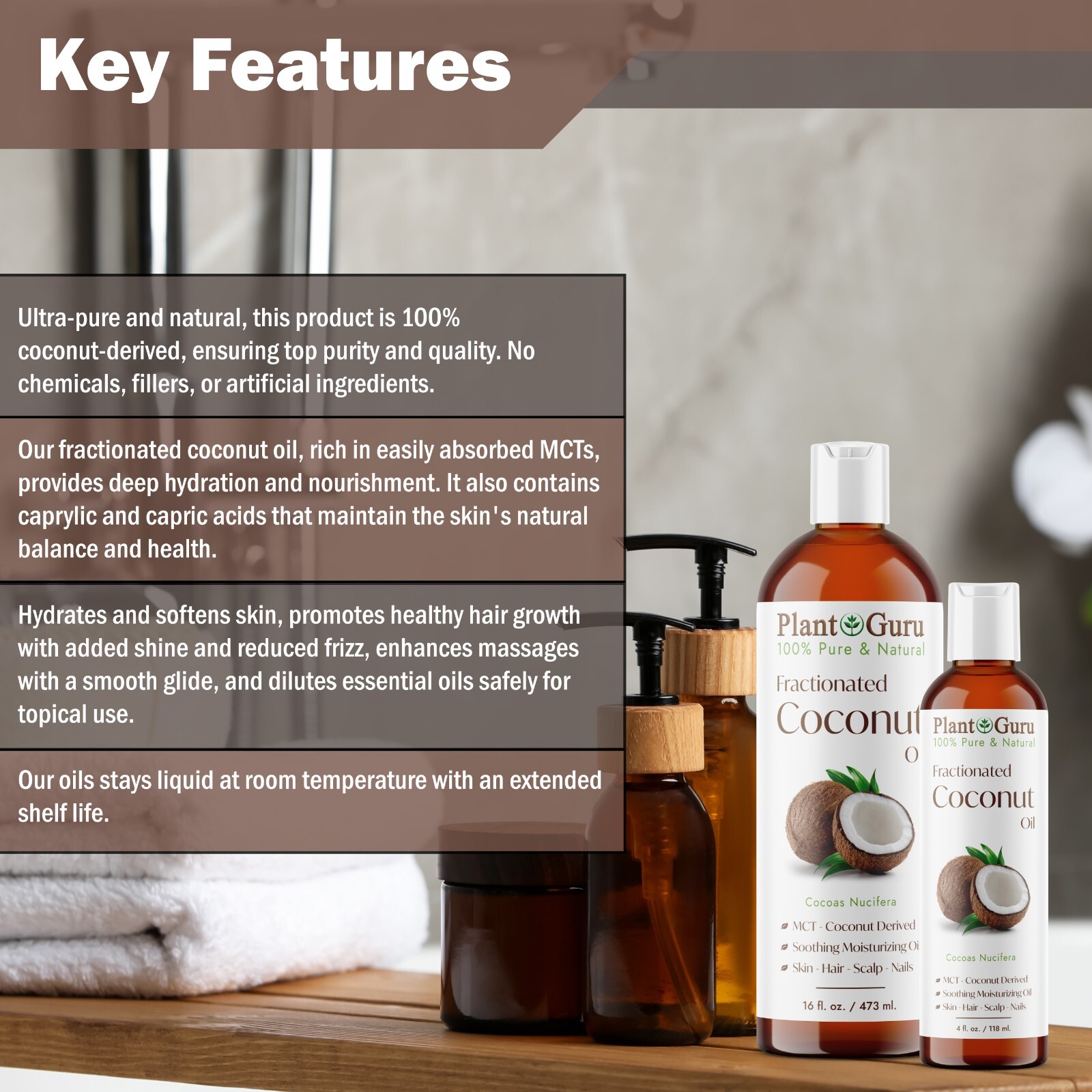 Fractionated Coconut Oil 2 oz Carrier for Aromatherapy, Essential Oils, Massage