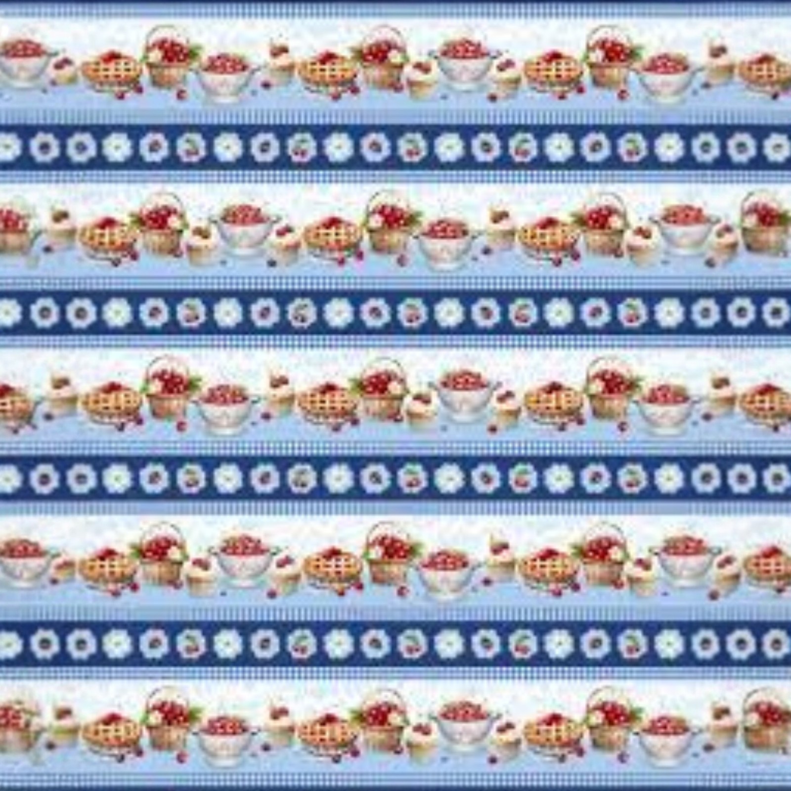 Sweet Cherry Cotton Fabric Lot Cupcakes Border Stripe By The Yard