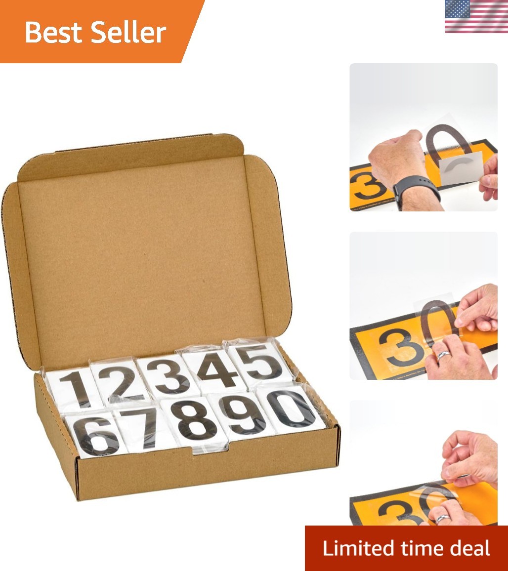 Placard Vinyl Numbering Kit – 3.5″ H Permanent Adhesive Clear-Back Vinyl with…