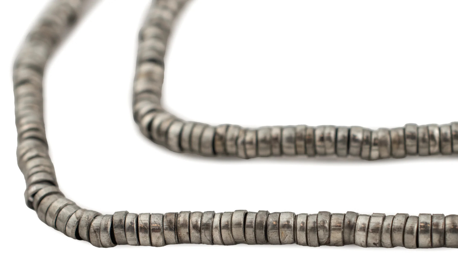 Silver Mini Ring Beads 4mm White Metal Large Hole 24 Inch Strand