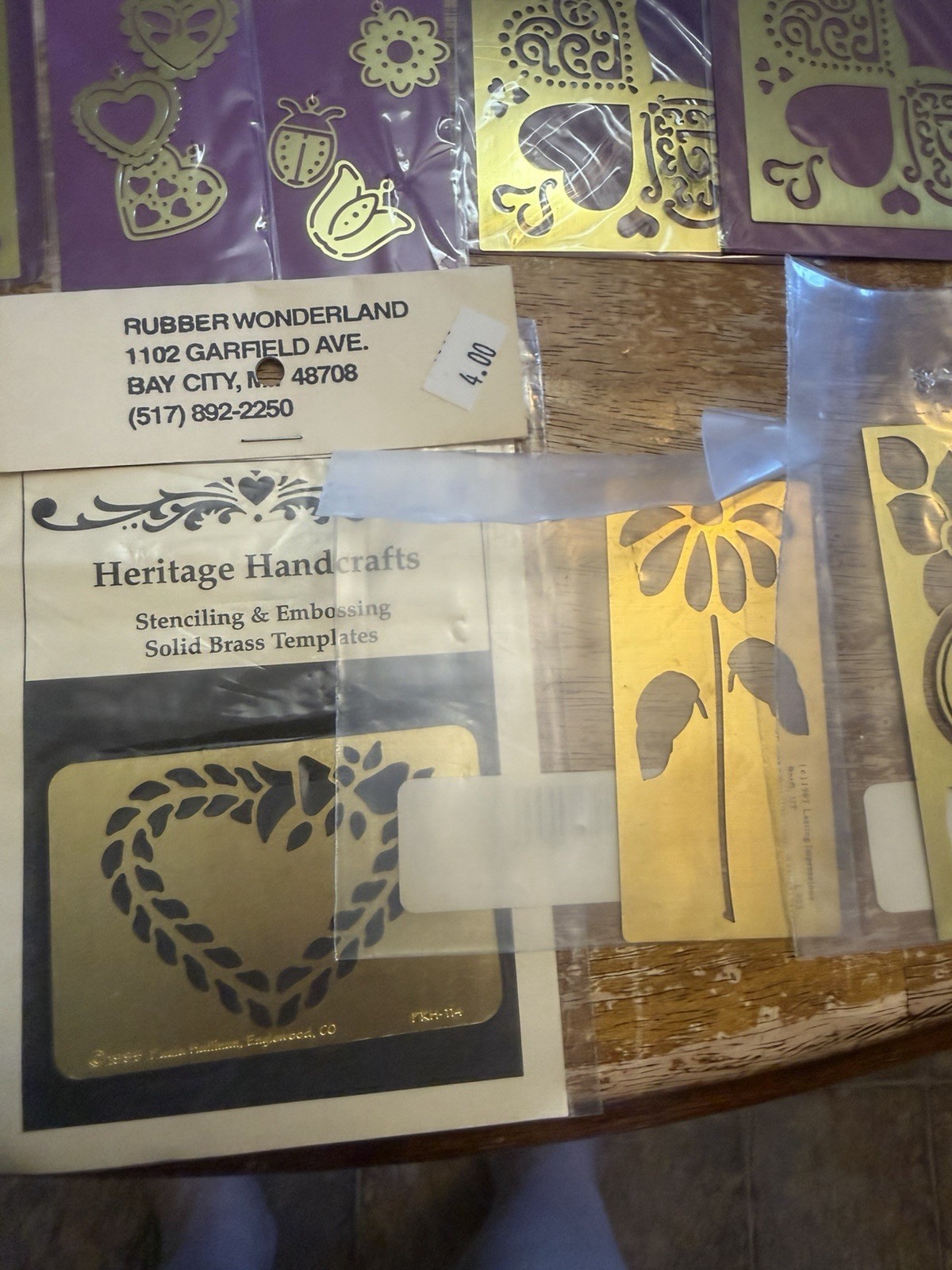 New Vintage BRASS EMBOSSING STENCILS LOT OF 22 Packs ~ Darice Plaid Assorted