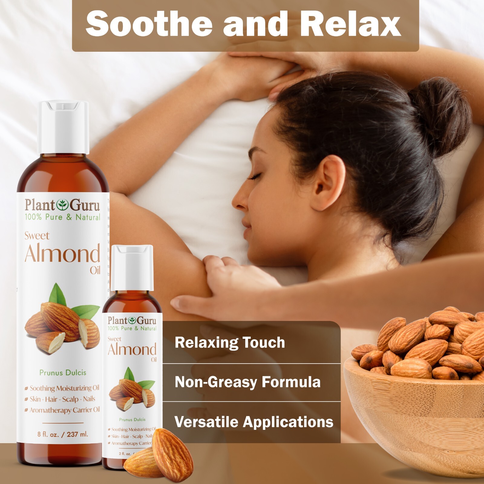 Sweet Almond Oil 4 oz 100% Pure Natural Carrier For Skin, Face, Hair and Massage