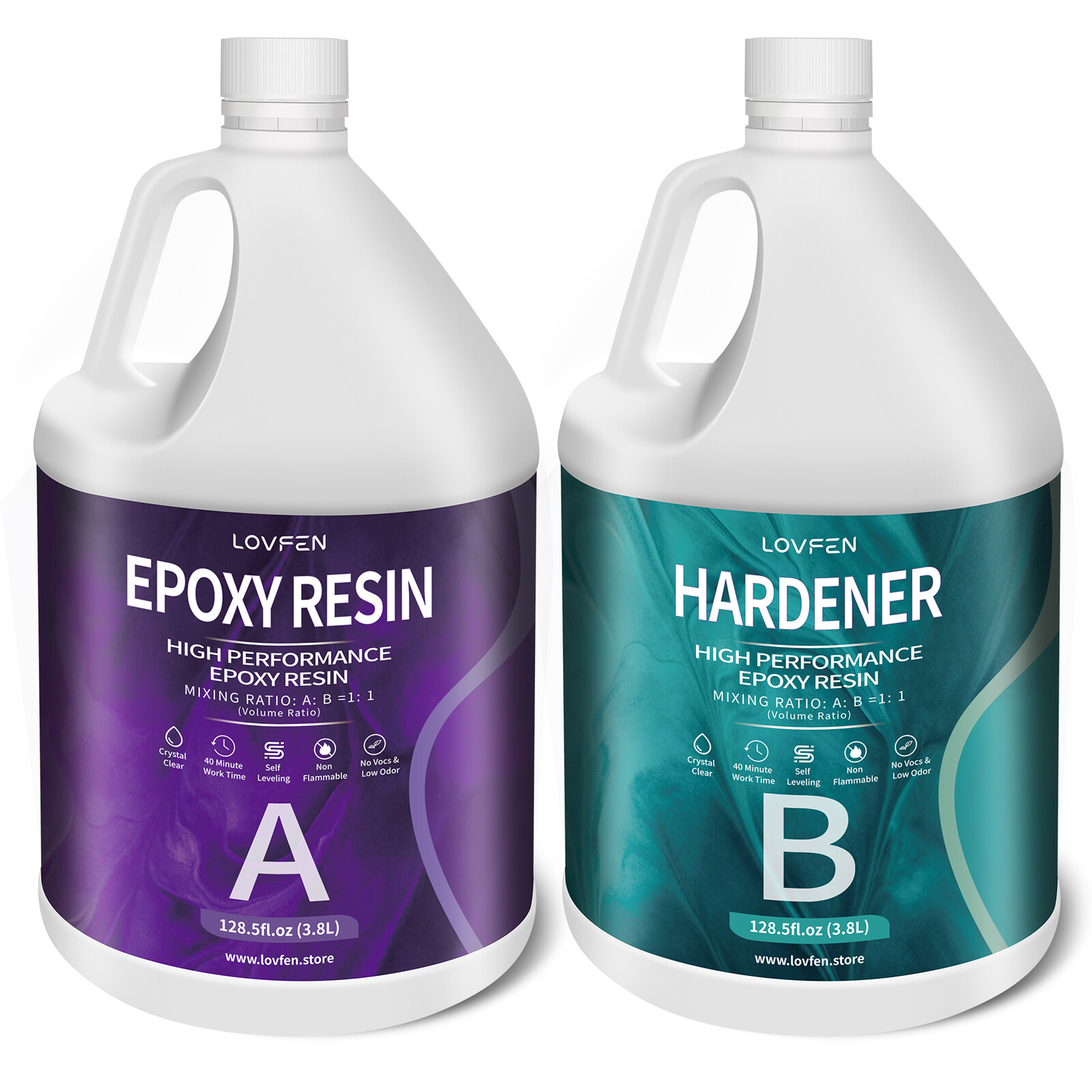 LOVFEN Crystal Clear Epoxy Resin Kit for Table Top Epoxy Resin – 2 Gallon Kit