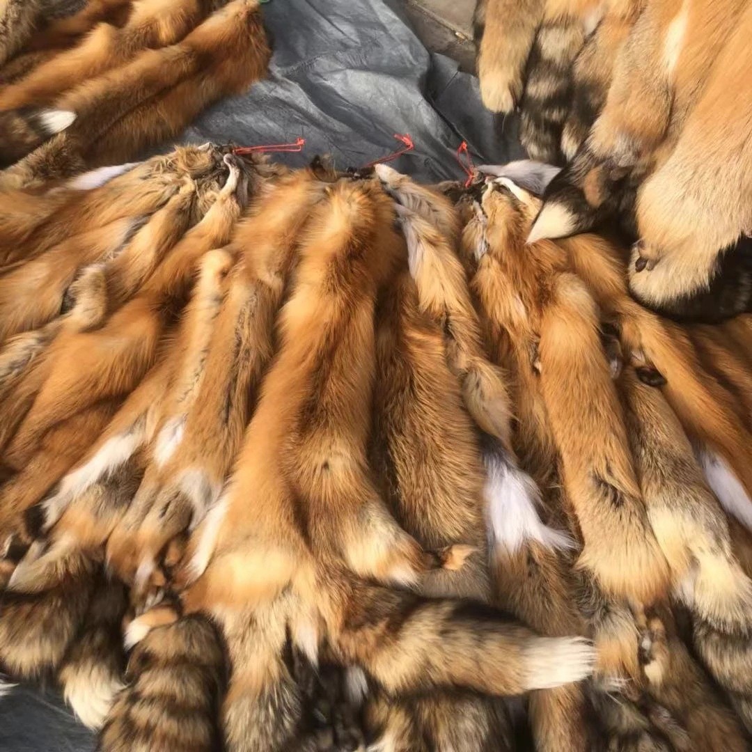 1pc Tanned Blue Fox Skin Fur Pelts Dense Leather Hides Coat Collar 43-47 inch