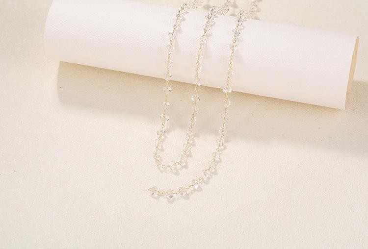 1Foot 18K Gold Plated Clear Glass Beads Chain for Necklace Bracelet GM503