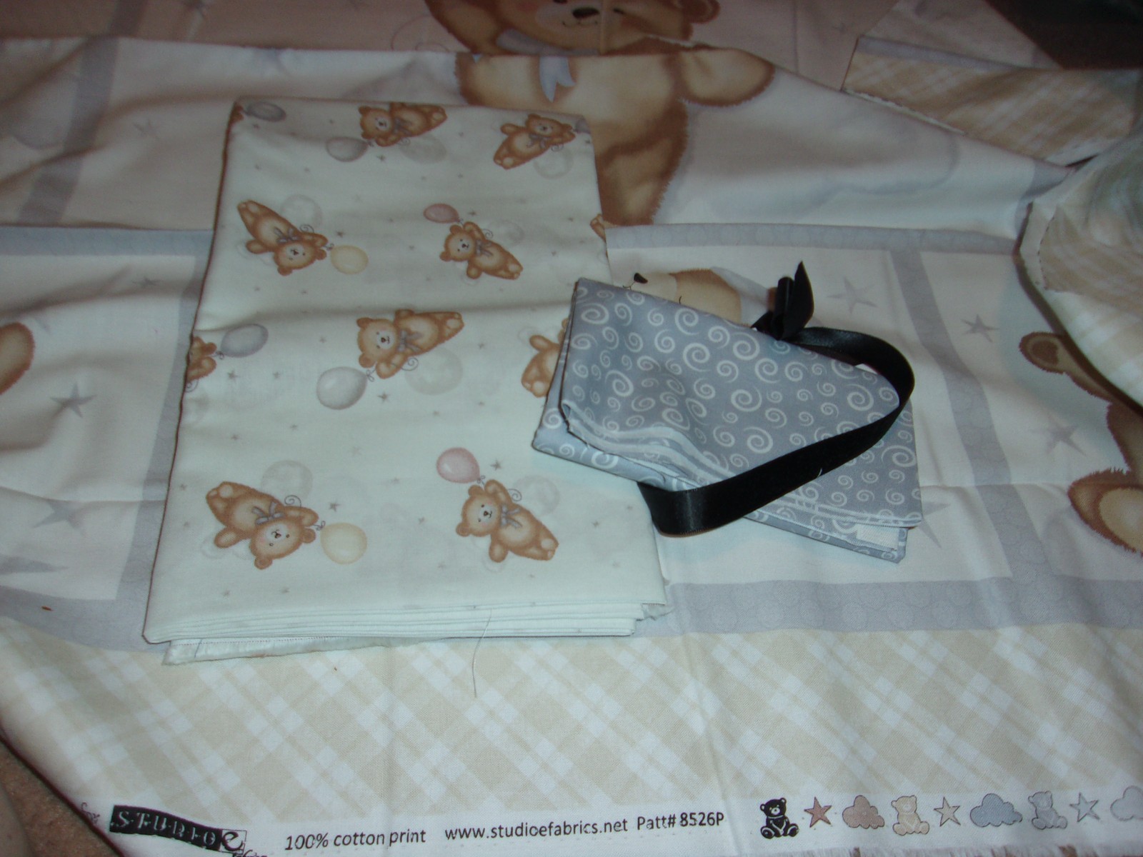 teddy bear baby cheater panel with backing and binding