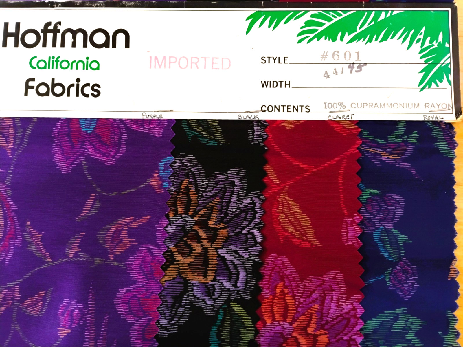 Vintage Hoffman California Fabrics Samples Imperial Palace Imported Rayon Japan