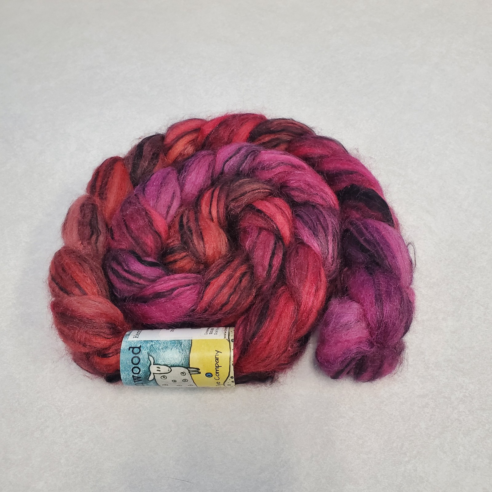Greenwood Fiberworks roving Ruby Polwarth silk blend spinning 4oz wool