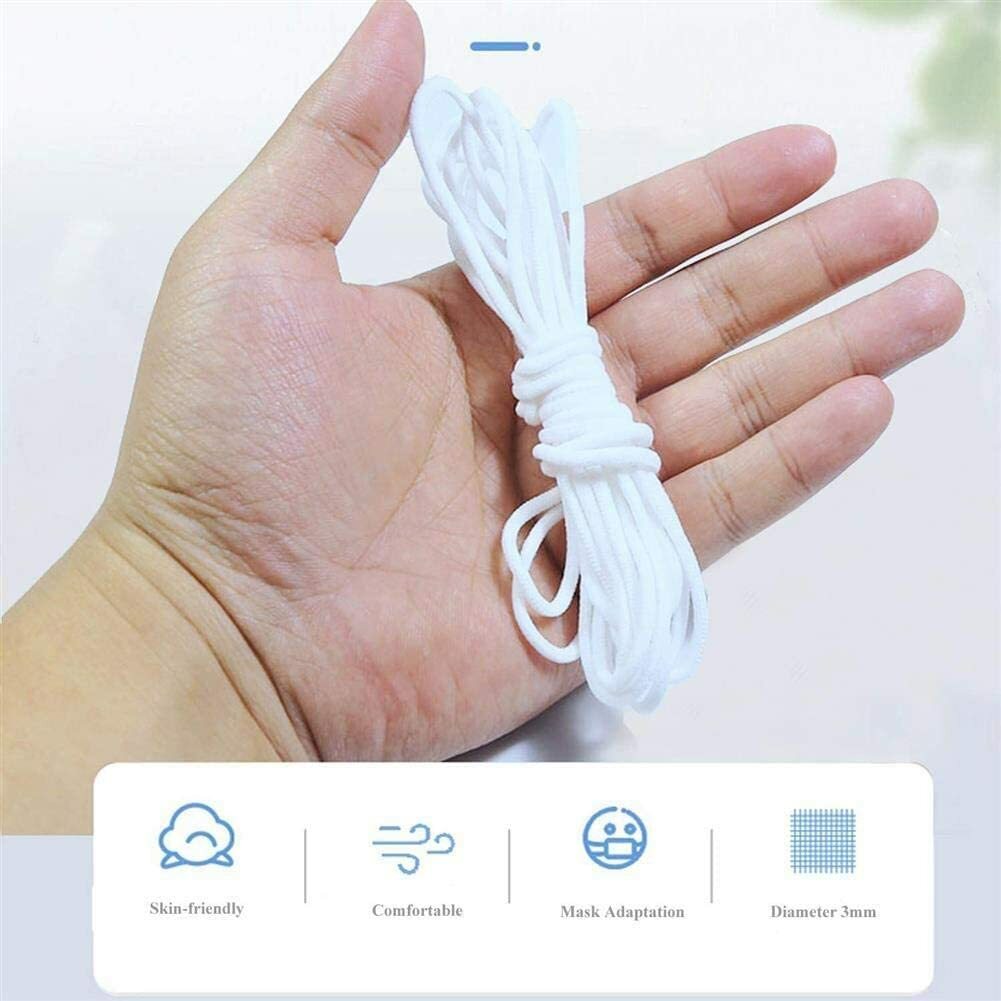 10 yards 3mm Round Elastic Band Rope Cord Ear Hanging Tape Sewing For Face Masks