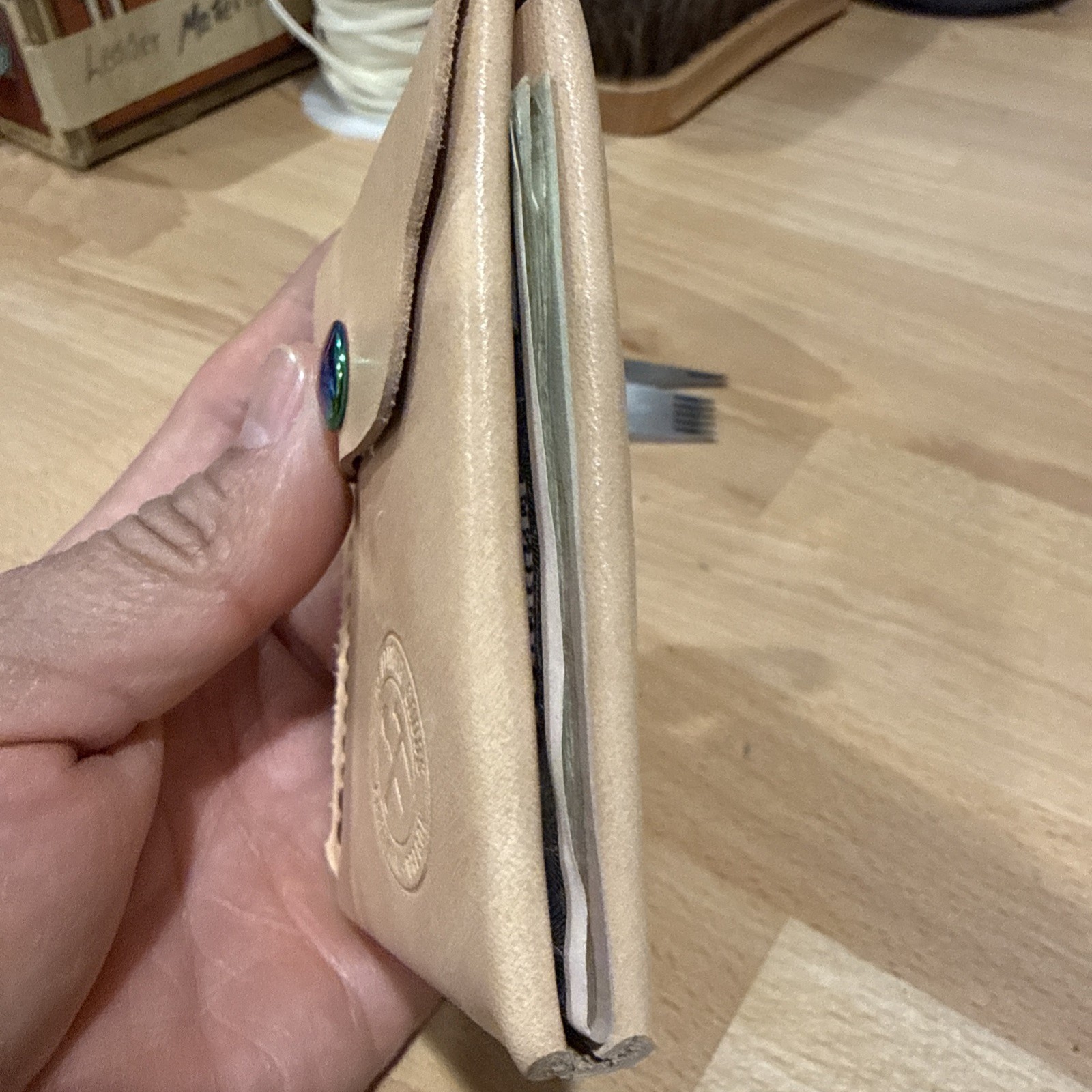 Handmade Leather Minimalist Wallet – Card Holder – Cash Wallet, brown