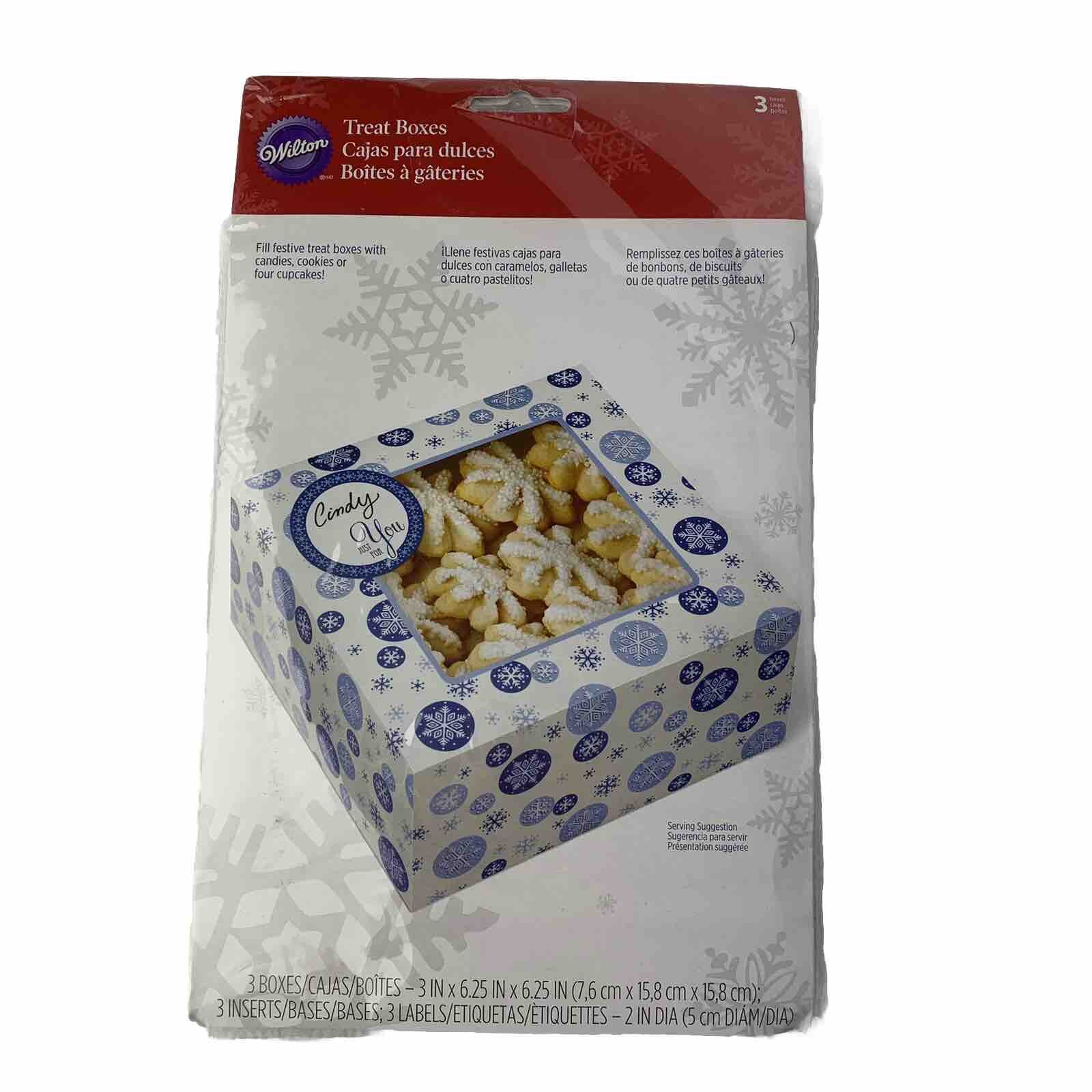 Wilton Treat Boxes 3 Pack Just For You W/Tags Snowflake 3×6.25×6.25 NEW SEALED