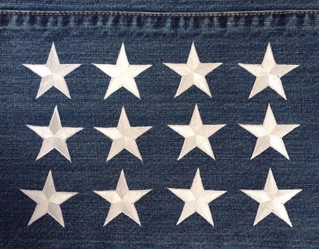 white star patch embroidered iron on star applique patch 2″ size 12 patches pcs.