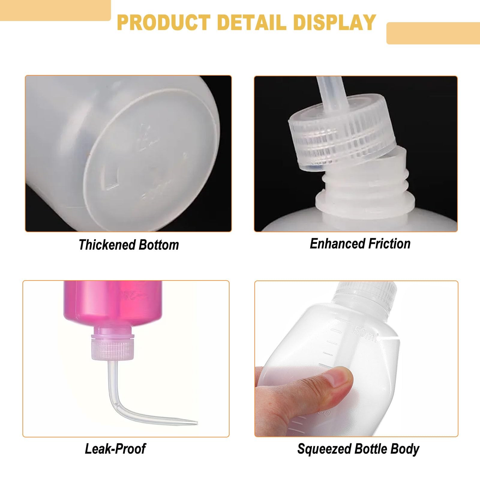Plastic Squeeze Bottle,2Pcs Safety Wash Bottle 500ml Convenient Green Soap Su…