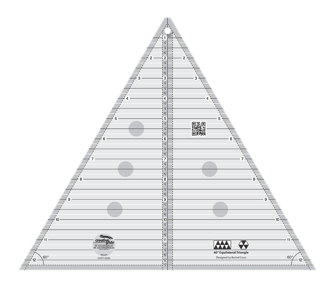 Creative Grids 60 Degree (Finished Size Up to 12″) Triangle Sewing Ruler