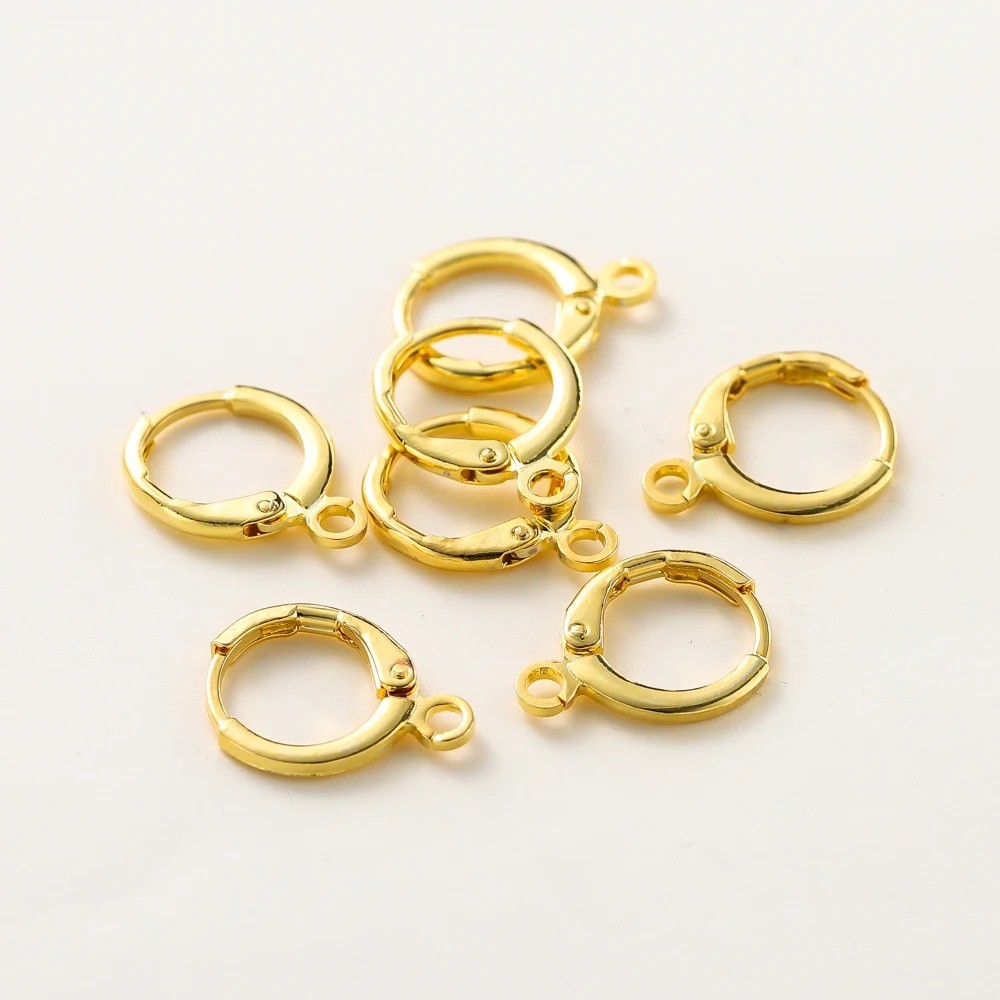 10PC 14/18K Gold Plated French Round Earring Hooks Earwire DIY Jewelry Findings