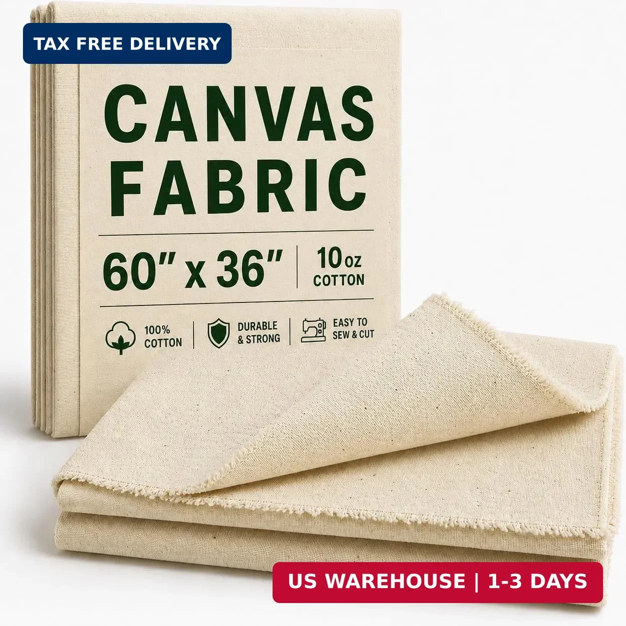 Canvas Fabric, Premium 10oz 100% Cotton Duck Canvas Fabric by The Yard, Canvas M
