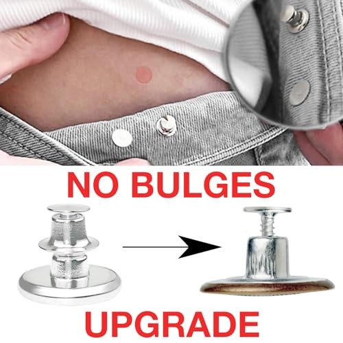 17mm No Sewing Jeans Buttons Replacement Kit with Metal Base,12 Sets Nailess
