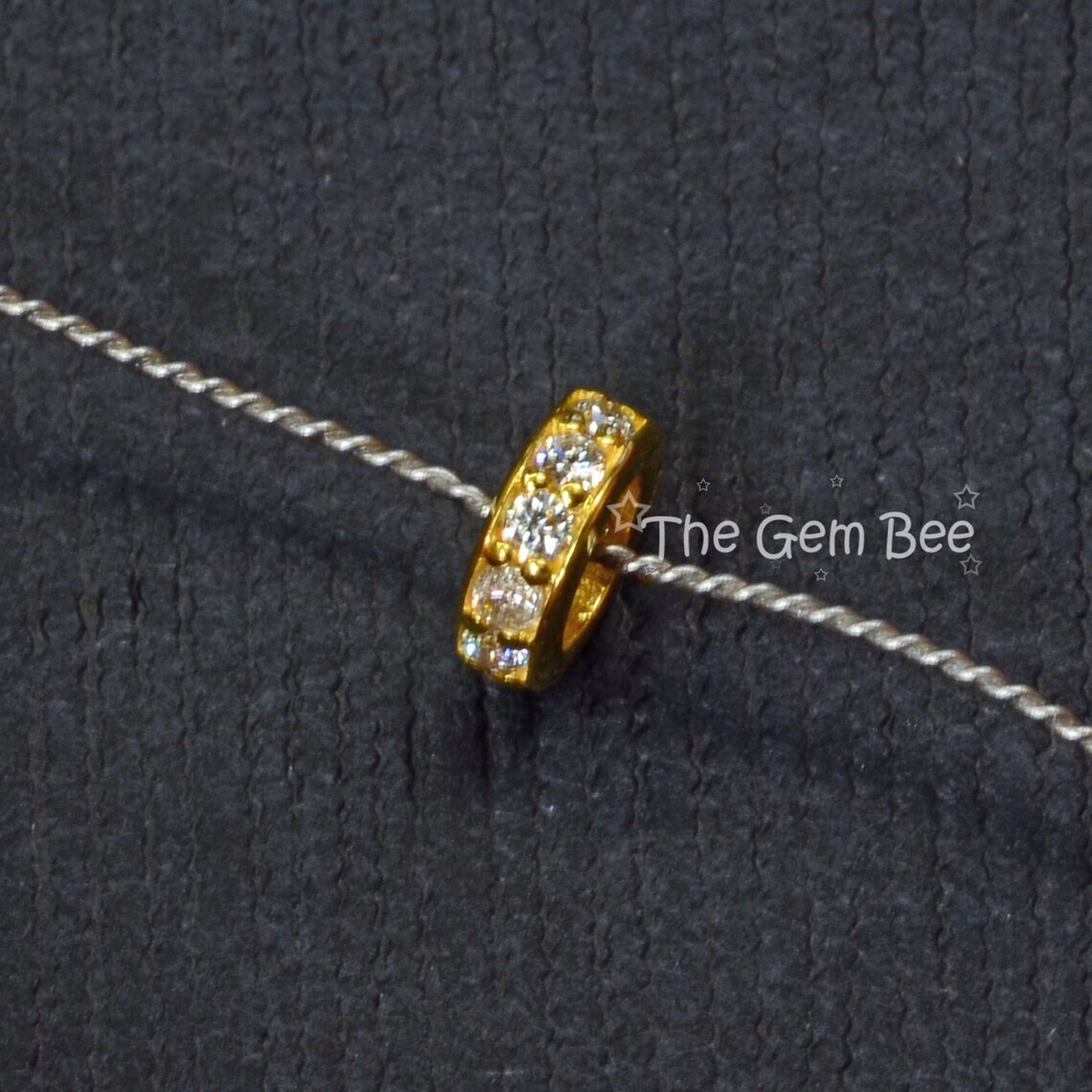 5mm 18k Yellow Gold Diamond Eternity Rondelle Spacer Finding Bead Quantity 1
