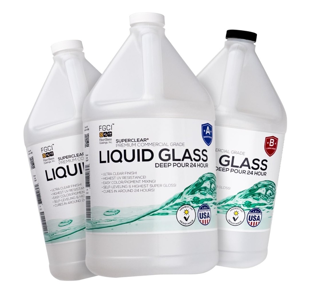 24 Hour Deep Pour Epoxy Resin 3 Gallon/384 oz Kit, Liquid Glass Clear, Fast Cure