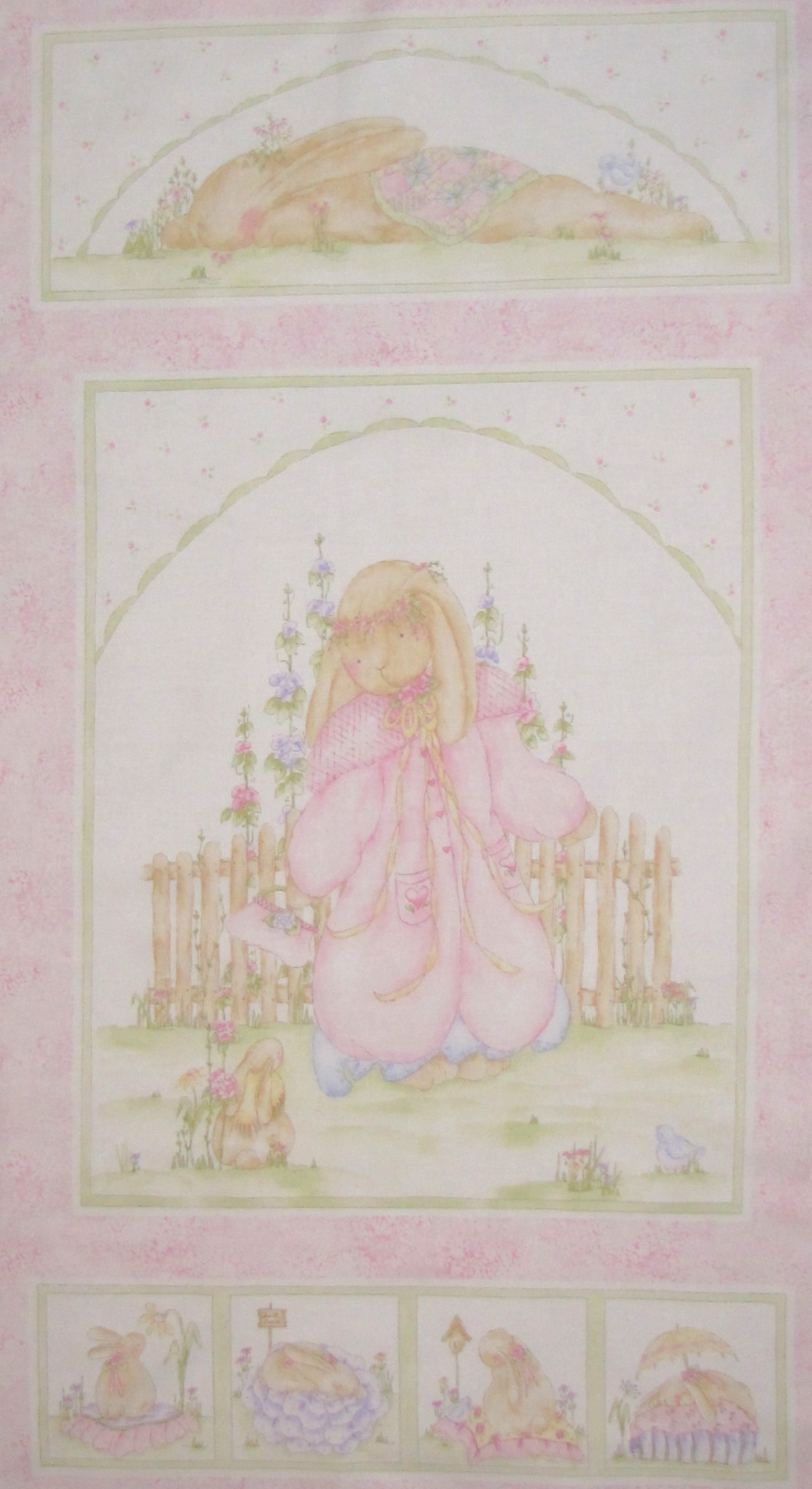 Easter Bunny Nursery Baby Rabbit Girl Cotton Fabric Cherished 24″ Panel