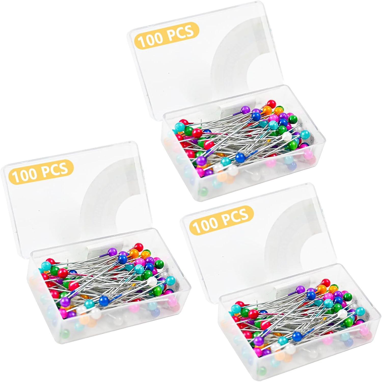 Sewing Pins Glass Head Straight Fabric Pins Multicolor 300 PCS