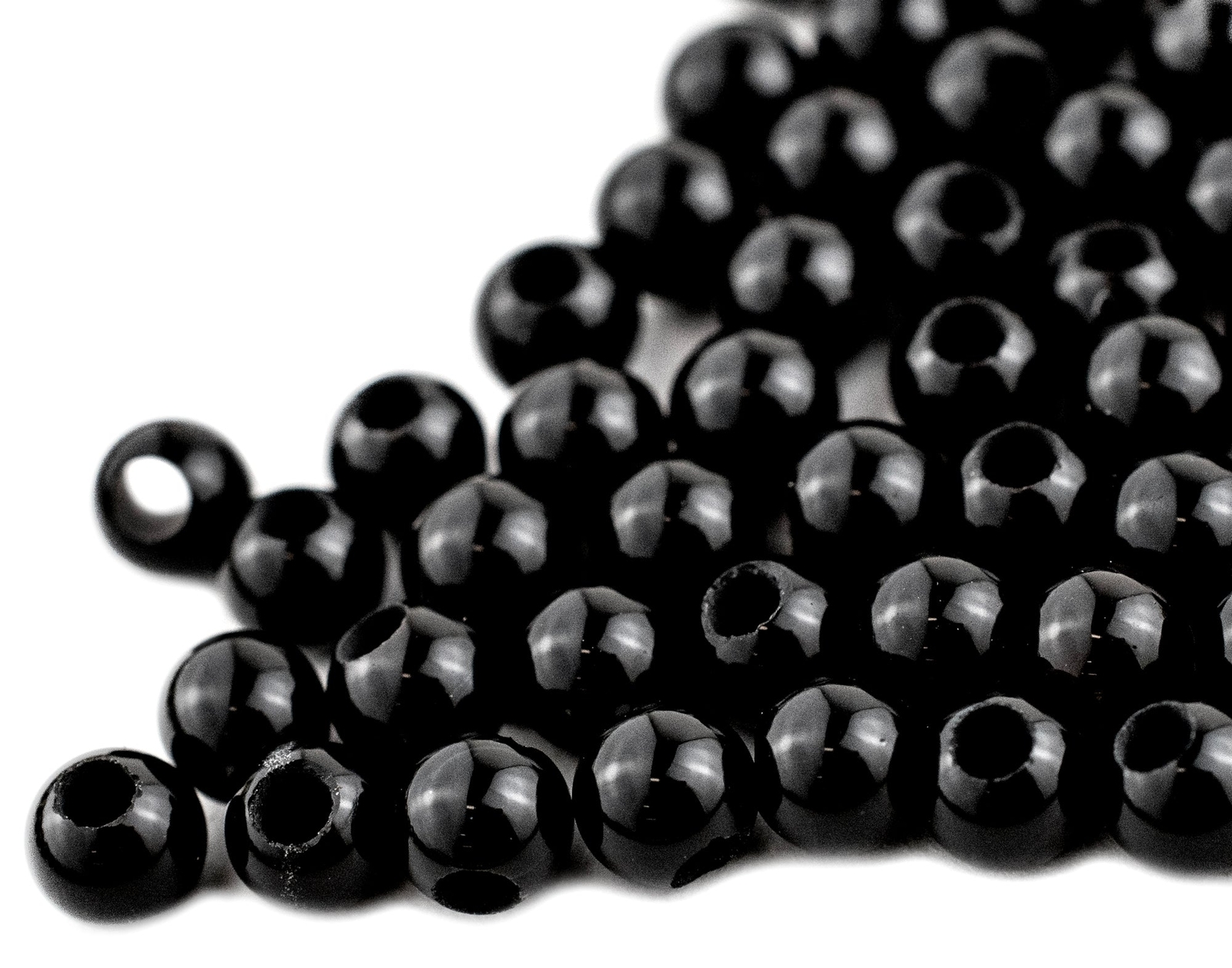 Half-Drilled Round Onyx Beads 4mm, Set of 100 Black Stone