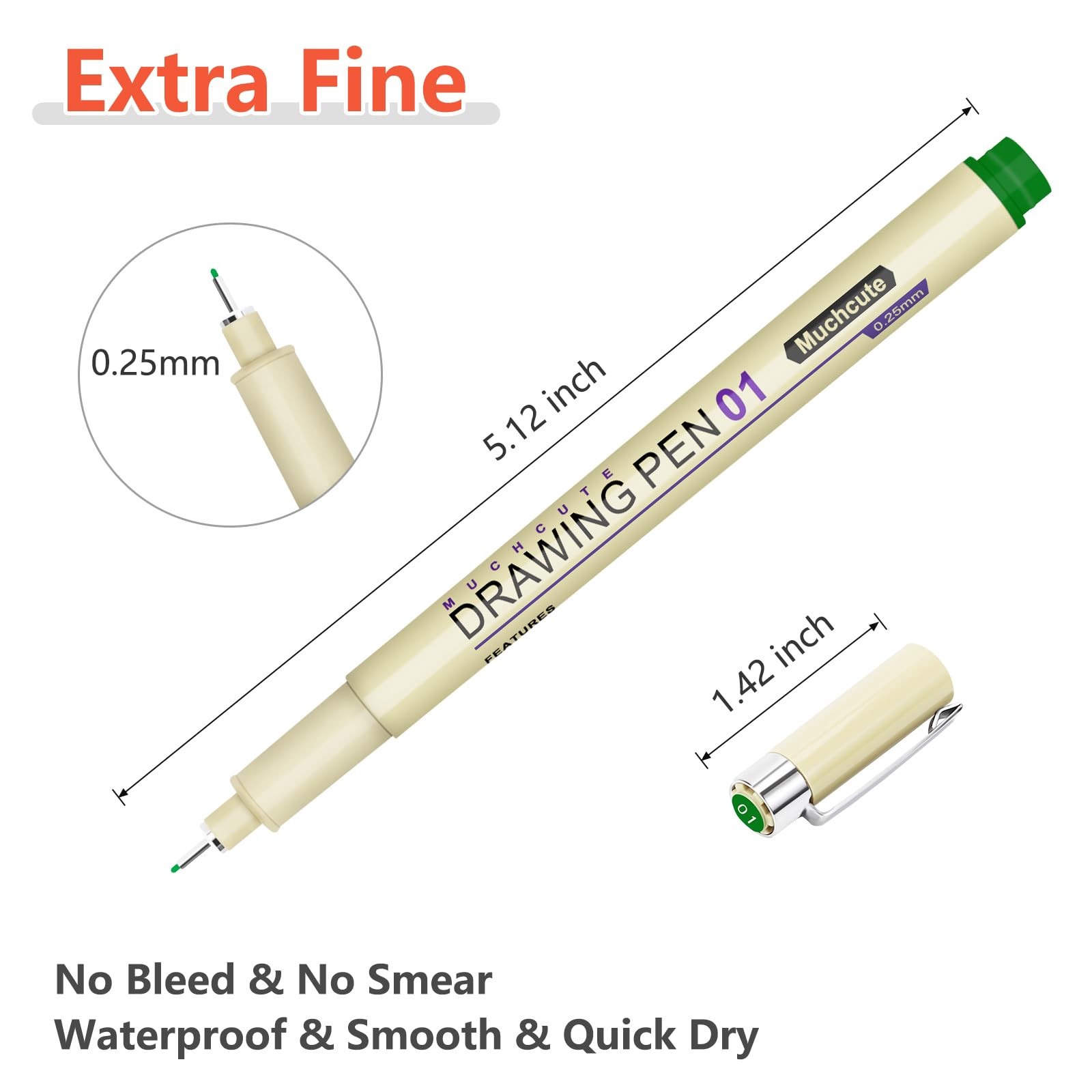 Muchcute Micro Fineliner Drawing Art Pens: 20 Set (12 Colors & 8 Black) Extra…