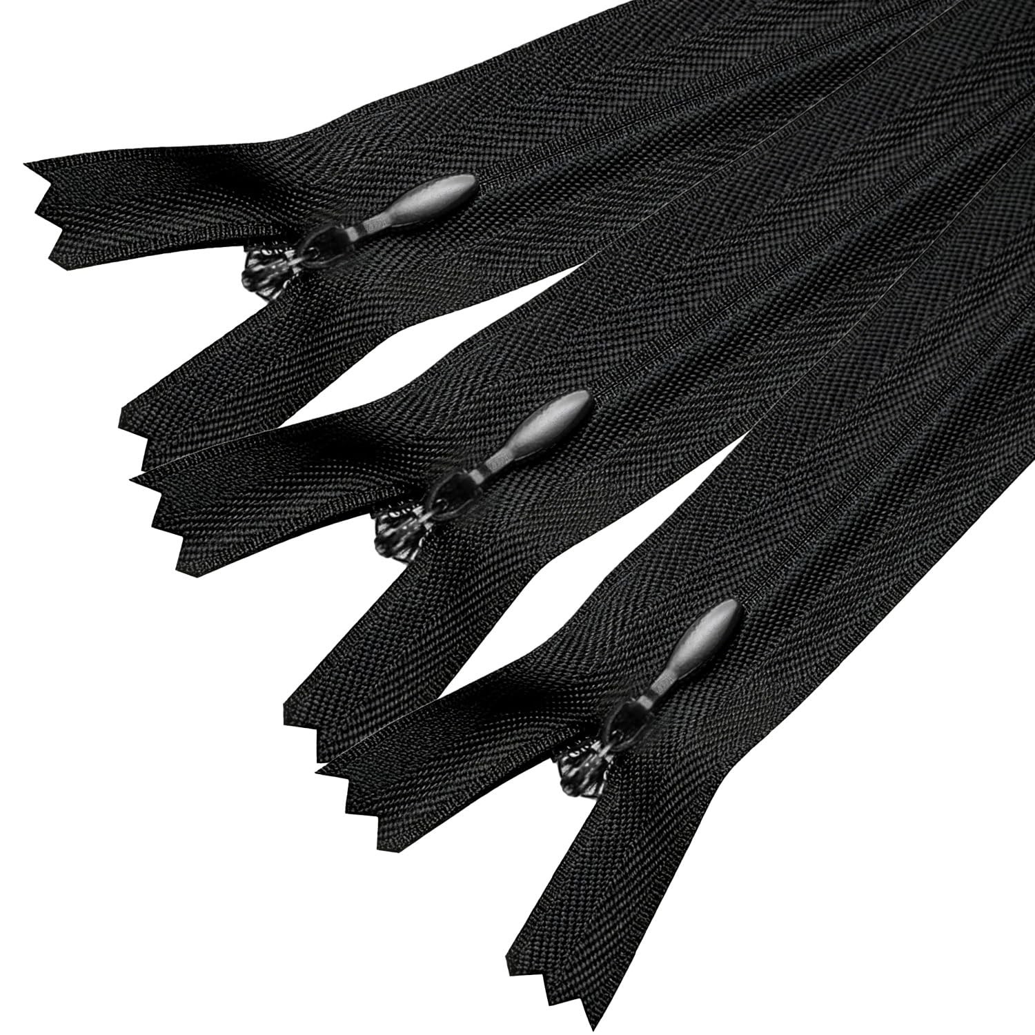 Sawoake Invisible Zippers 5 Inch #3, Black Nylon Coil 5 Inch,