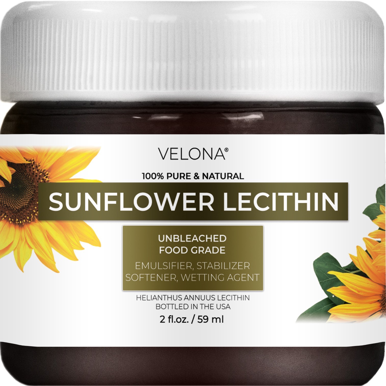 Sunflower Lecithin by Velona 2oz-7lb Unrefined Cold Pressed Hair Body Skin Care
