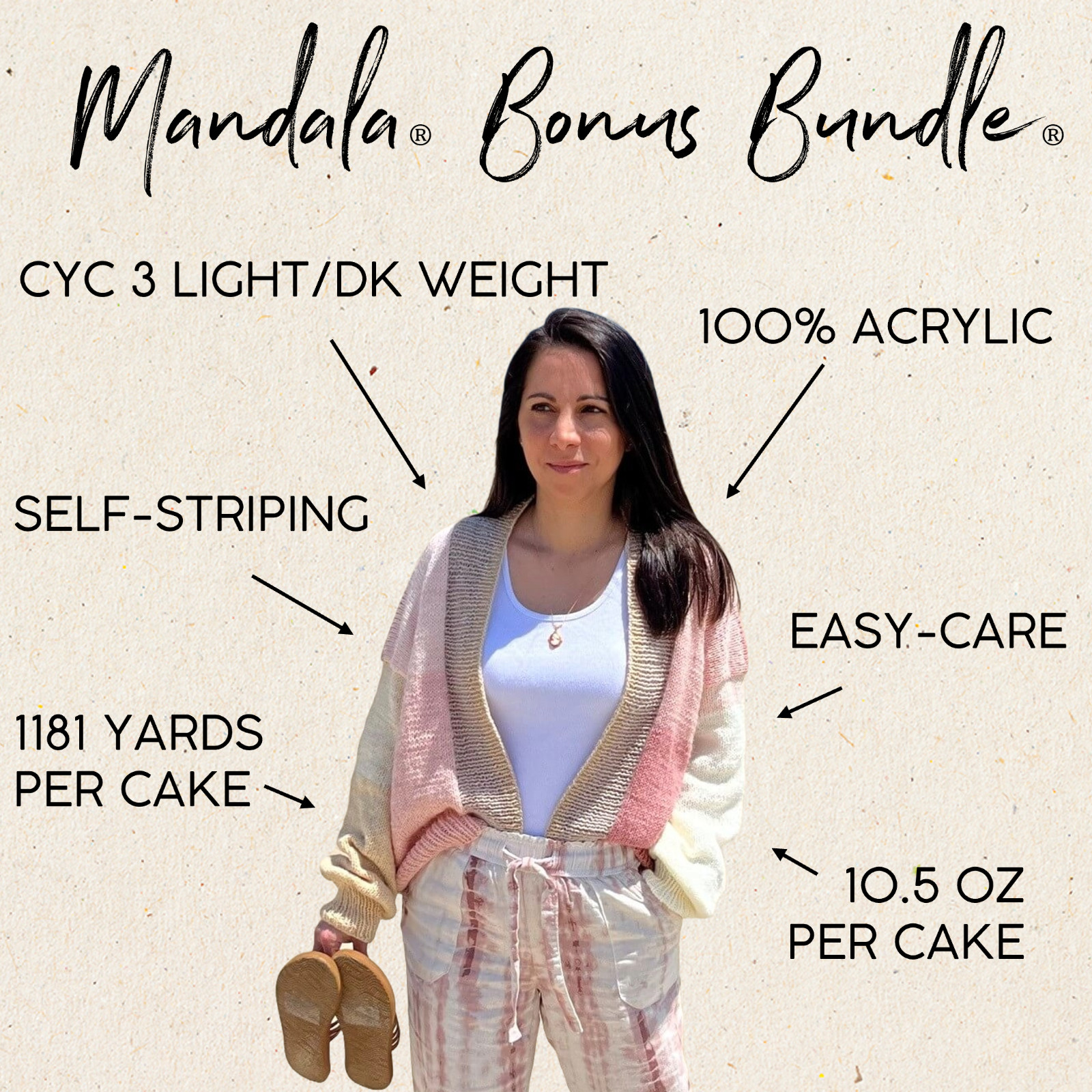 (2 Cakes) Lion Brand Yarn 125-264D Mandala Bonus Bundle Yarn, Elektro