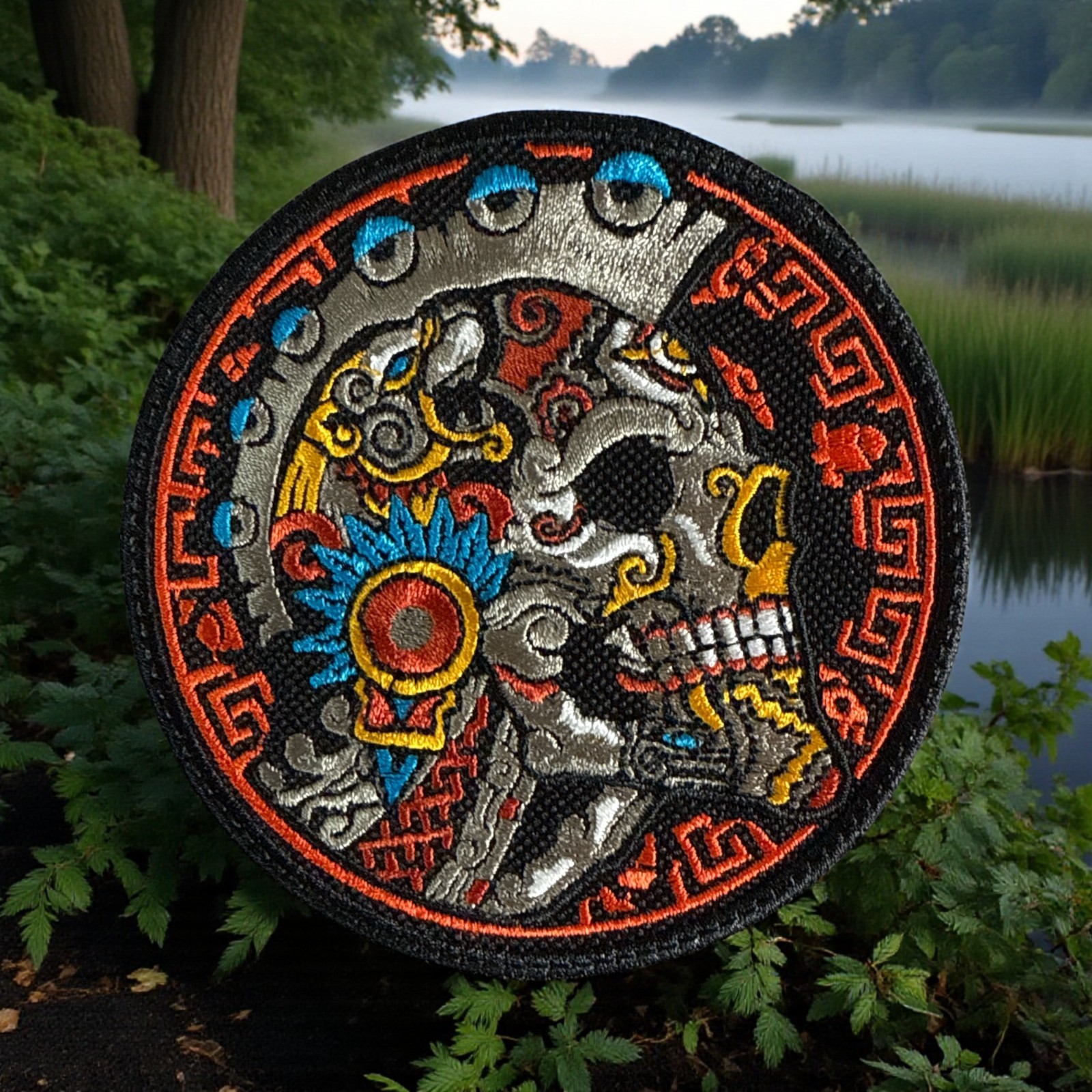 Aztec-Skull Embroidery Patch 4.07″ X 4.07″-7″ X 7″-10″ X 10″