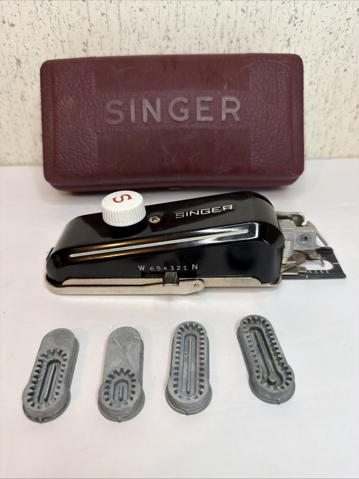 Vintage Singer Sewing Machine Slant Needle Buttonholer #160743 USA