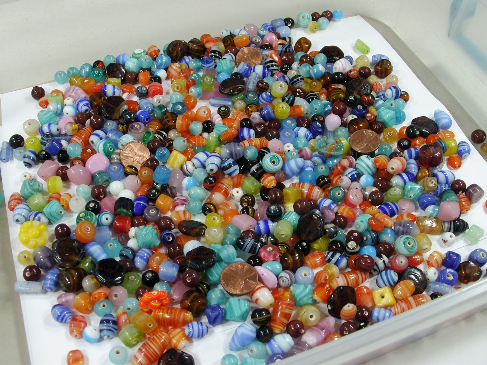 4 Pounds Assorted Shapes and Sizes India Handmade Multicolor Glass Beads (D-8) ⭐