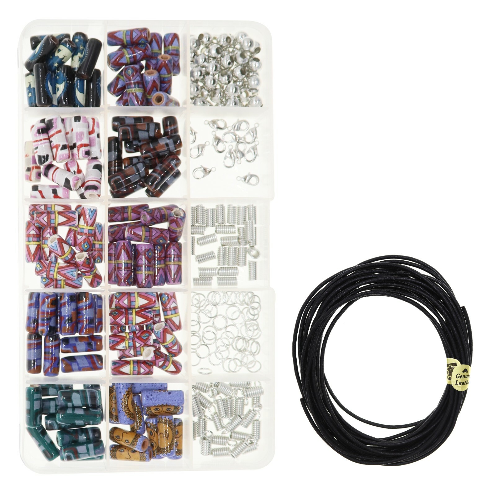 100 PCS Western Porcelain Ceramic Beads for Jewelry Making, with 5m leather cord
