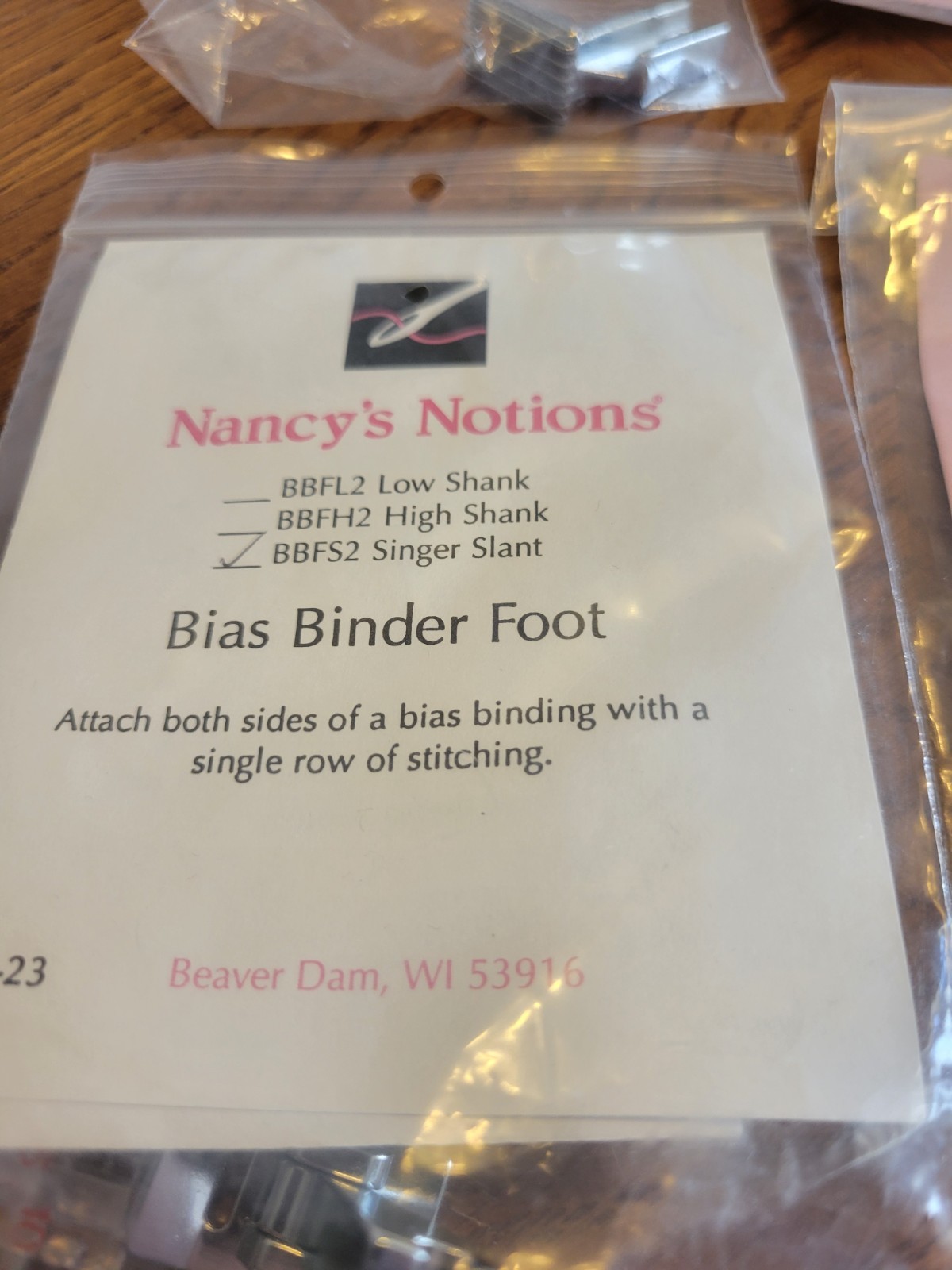 NEW Sewing Foot Nancy’s Notions Pintuck, Roller, Topstitching, Bias Binder