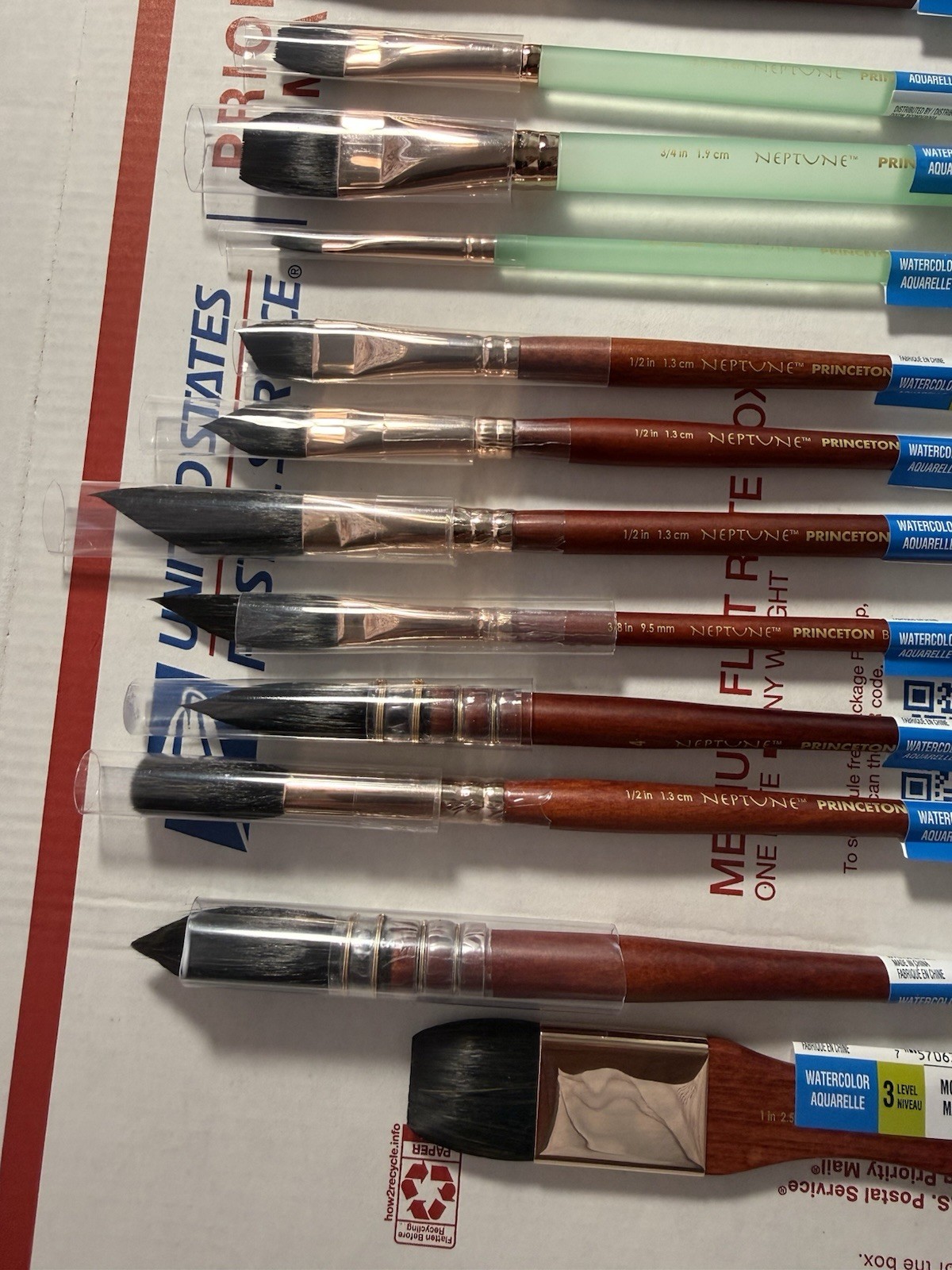 Princeton Neptune Synthetic Squirrel Watercolor Paint Brushes Lot of 20 NEW!!!