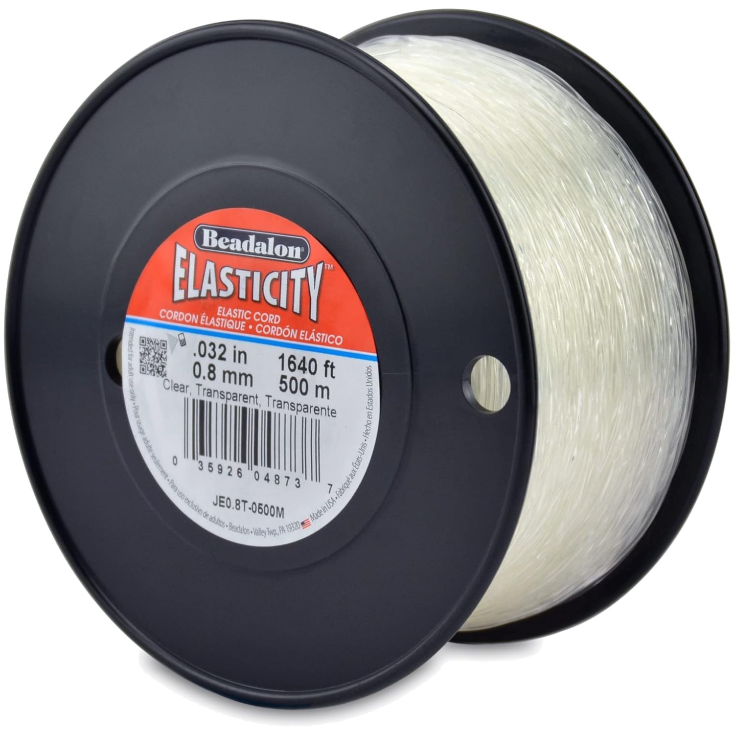 Clear Latex-Free Elastic Cord 0.8mm 500m Spool