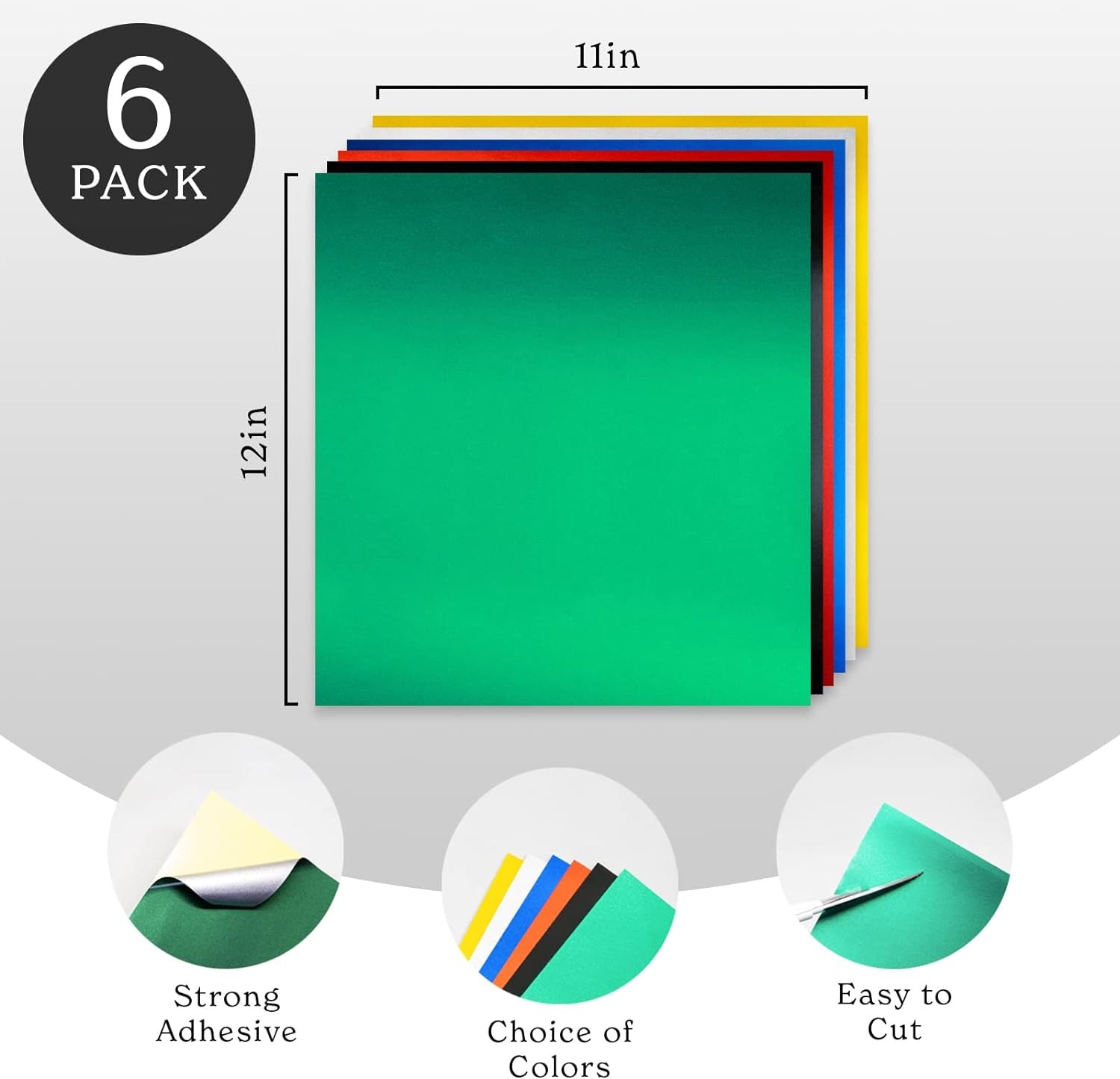 Reflective Vinyl Permanent Adhesive for Cricut Oracle 651 (6pk, 12 x 11 Inch) Wh