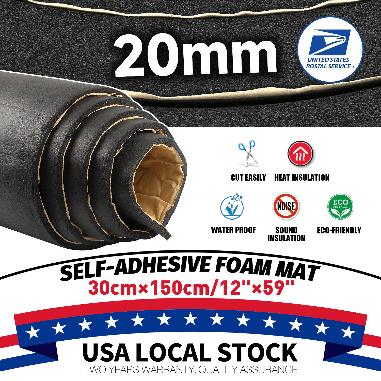 20mm Thick Car Heat Insulation Foam Sound Deadener Deadening Mat Self-adhesive