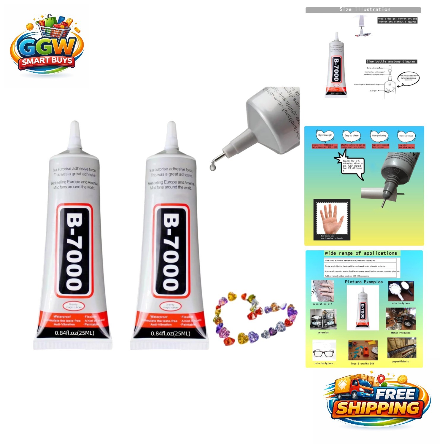 B-7000 50ml Waterproof Adhesive – Precision Glue for Crafts, Repairs & More