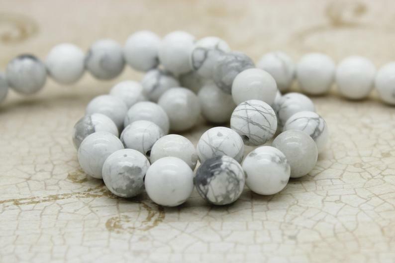 Natural Howlite Beads Polished Smooth Round Sphere Gemstone Beads – PG307