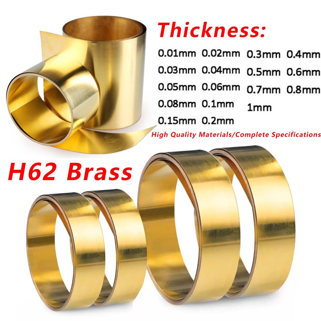 Brass Sheet Roll Metal Foil Plate Thick 0.01mm to 1mm Craft Model Train Metal